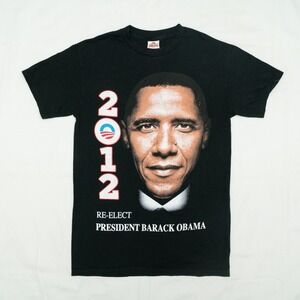 2012 Barack Obama Reelection Rap Tee Big Face Print Accomplishments Size Small